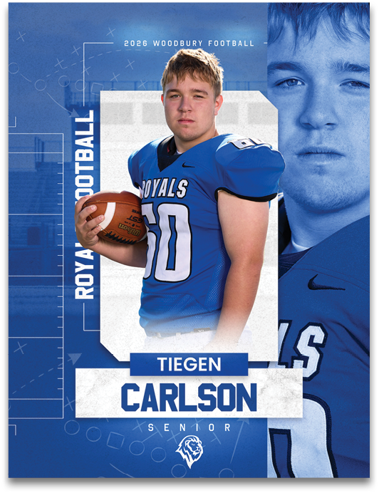A football player named Tiegan Carlson. Description generated by AI