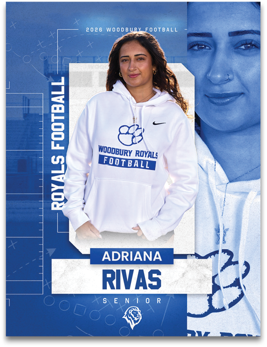 A woman wearing a white hoodie with the word Royals on it. Description generated by AI