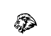 A black and white lion head. Description generated by AI