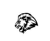 A black and white lion head. Description generated by AI