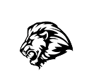 A lion head with its mouth open. Description generated by AI