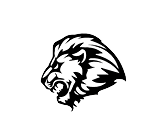 A black and white lion head. Description generated by AI