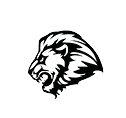 A lion head with its mouth open. Description generated by AI