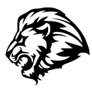 A black and white lion head. Description generated by AI