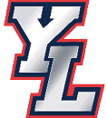 The stylized letters Y and L are shown in a bold silver gradient with a navy blue outline and a red outer border. Description generated by AI
