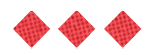 Three red diamond shapes with a textured pattern are evenly spaced on a white background. Description generated by AI