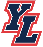 The stylized letters Y and L are displayed in dark blue with white and red outlines on a black background. Description generated by AI