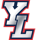 The stylized letters Y and L are shown in a bold silver gradient with a navy blue outline and a red outer border. Description generated by AI