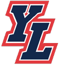 The letters Y and L are displayed in bold navy blue with white and red outlines in a stylized block font. Description generated by AI