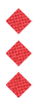 Three red diamond shapes with a textured pattern are evenly spaced on a white background. Description generated by AI
