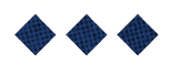 Three dark blue diamond shapes with a subtle checkered pattern are evenly spaced on a white background. Description generated by AI