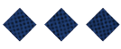 Three dark blue diamond shapes with a subtle checkered pattern are evenly spaced on a white background. Description generated by AI