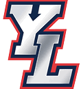 The stylized letters Y and L are shown in a bold silver gradient with a navy blue outline and a red outer border. Description generated by AI
