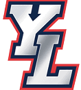 The stylized letters Y and L are shown in a bold silver gradient with a navy blue outline and a red outer border. Description generated by AI