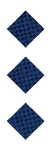Three red diamond shapes with a textured pattern are evenly spaced on a white background. Description generated by AI