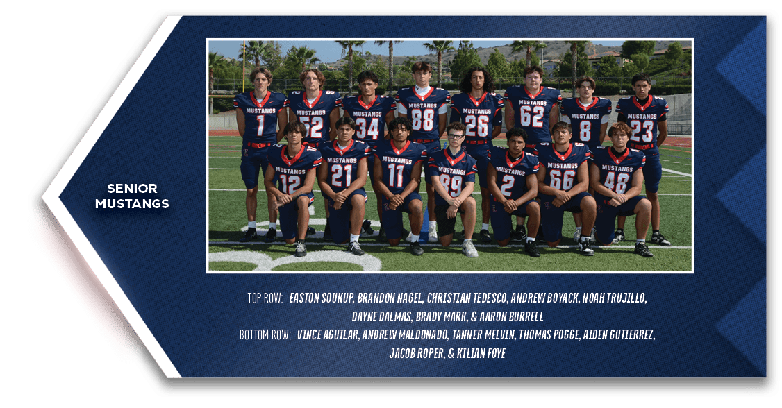 senior mustangs,TOP ROW: Easton Soukup, Brandon Nagel, Christian Tedesco, Andrew Boyack, Noah Trujillo, Dayne Dalmas,...