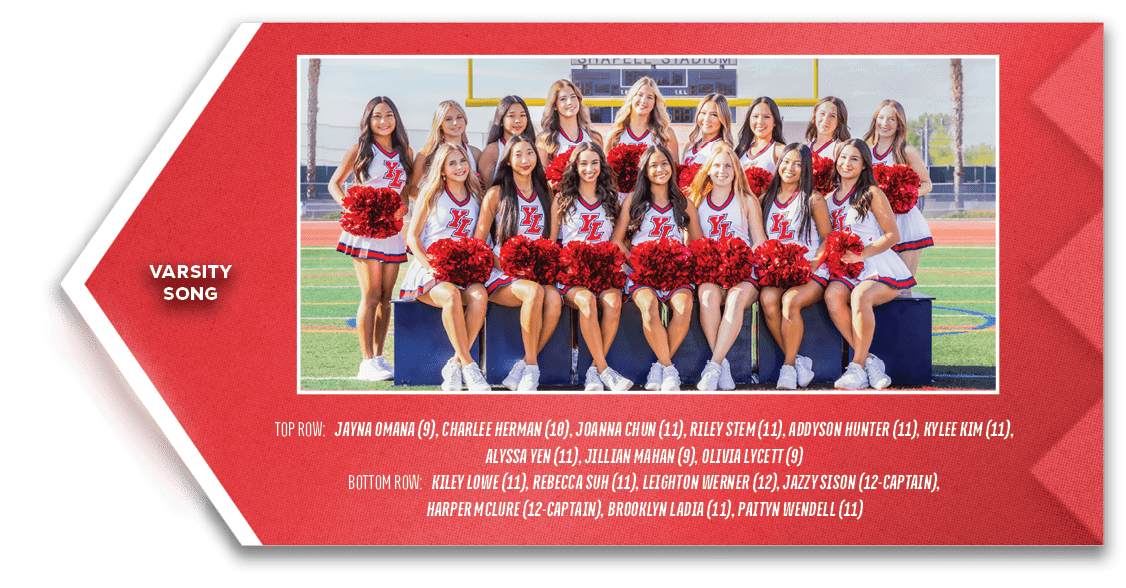 Varsity song,TOP ROW: Jayna Omana (9), Charlee Herman (10), Joanna Chun (11), Riley Stem (11), Addyson Hunter (11), K...