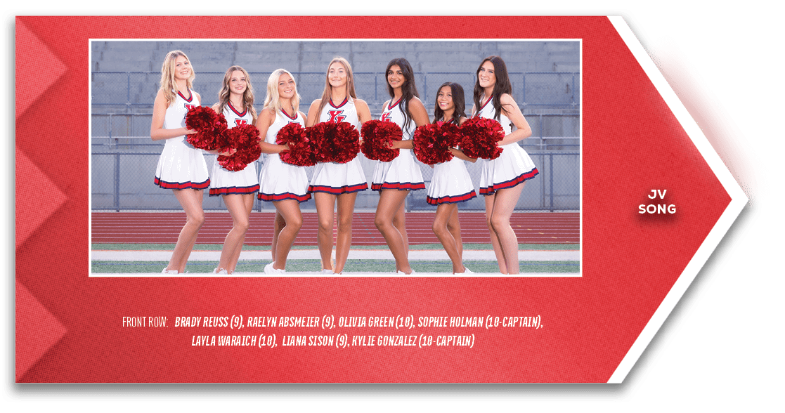jv song,front ROW: Brady Reuss (9), Raelyn Absmeier (9), Olivia Green (10), Sophie Holman (10 Captain), Layla Waraich...