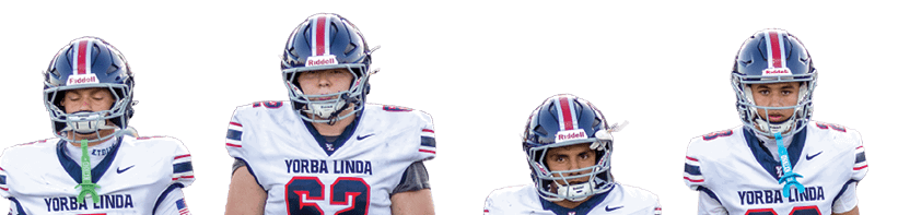 Four people in football uniforms stand side by side on a field holding hands with a referee and other individuals visible in the background. Description generated by AI
