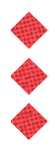 Three red diamond shapes arranged vertically on a white background. Description generated by AI