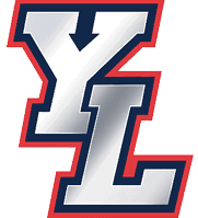 The stylized letters Y and L are shown in a bold silver gradient with a navy blue outline and a red outer border. Description generated by AI