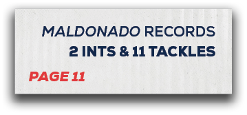 page 11,Maldonado records 2 ints & 11 TaCKLe