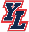The letters Y and L are displayed in bold navy blue with white and red outlines in a stylized block font. Description generated by AI
