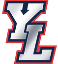 The stylized letters Y and L are shown in a bold silver gradient with a navy blue outline and a red outer border. Description generated by AI