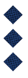 Three red diamond shapes with a textured pattern are evenly spaced on a white background. Description generated by AI