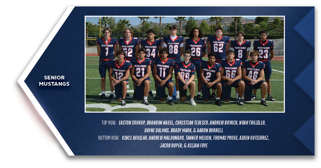 senior mustangs,TOP ROW: Easton Soukup, Brandon Nagel, Christian Tedesco, Andrew Boyack, Noah Trujillo, Dayne Dalmas,...