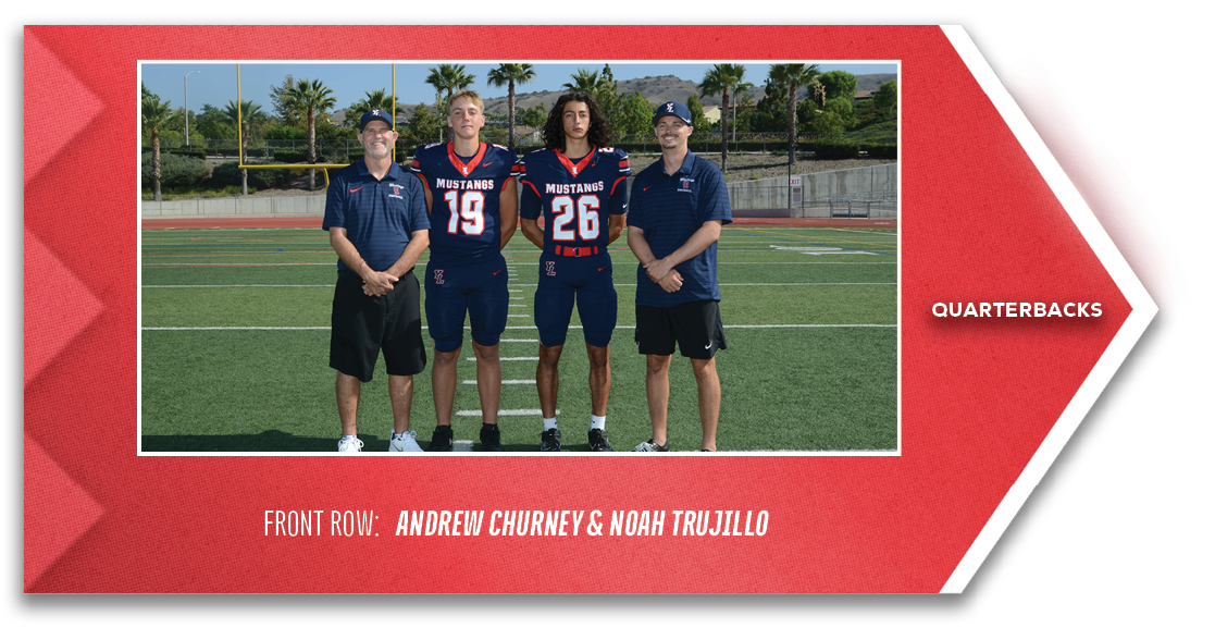 Quarterbacks,front ROW: Andrew Churney & Noah Trujillo,TOP ROW: John Doe, Jason Cooper, Jack Wells, Anthony Kane, Jos...