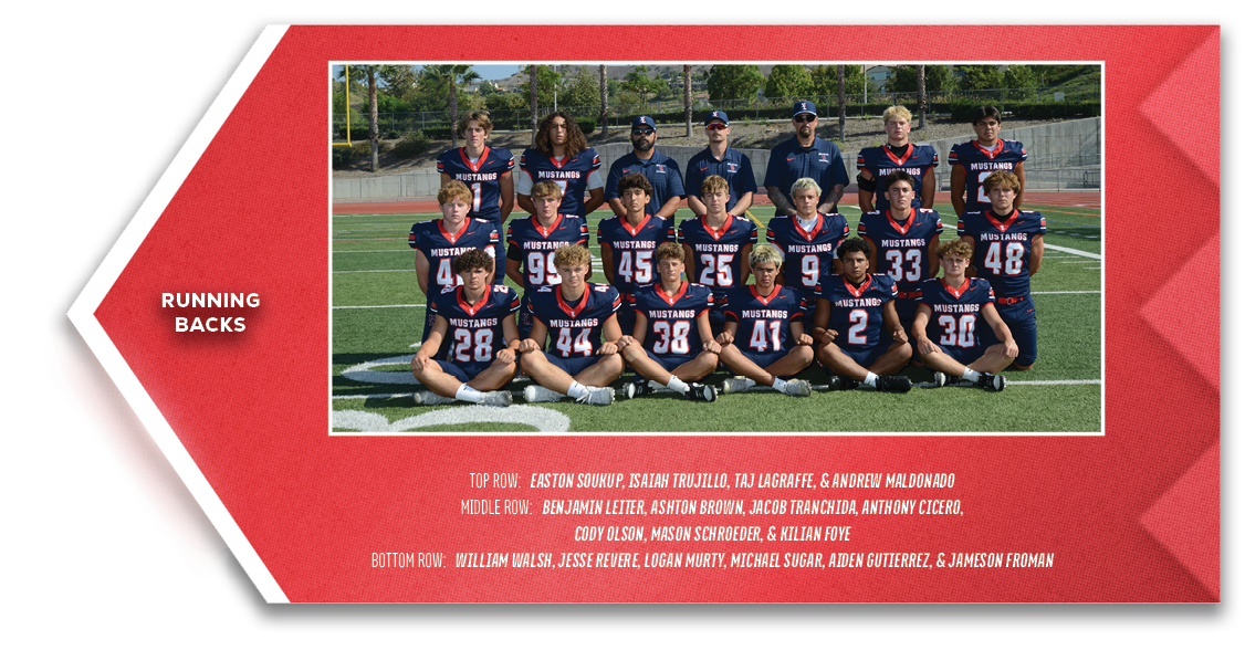 running backs,TOP ROW: Easton Soukup, Isaiah Trujillo, Taj LaGraffe, & Andrew Maldonado MIDDLE ROW: Benjamin Leiter, ...
