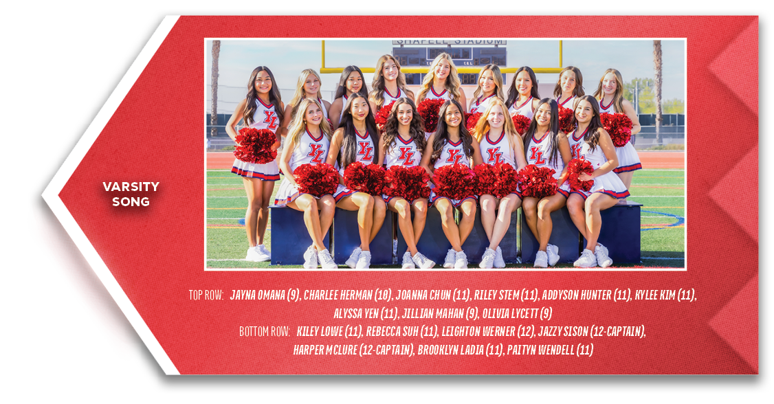 Varsity song,TOP ROW: Jayna Omana (9), Charlee Herman (10), Joanna Chun (11), Riley Stem (11), Addyson Hunter (11), K...