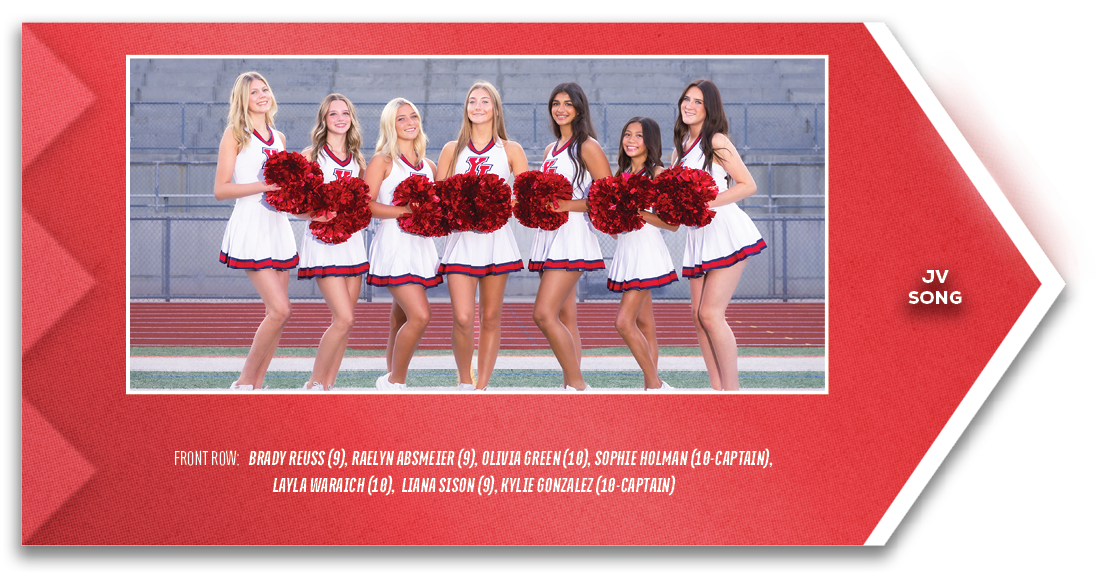 jv song,front ROW: Brady Reuss (9), Raelyn Absmeier (9), Olivia Green (10), Sophie Holman (10 Captain), Layla Waraich...