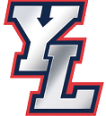 The stylized letters Y and L are shown in a bold silver gradient with a navy blue outline and a red outer border. Description generated by AI