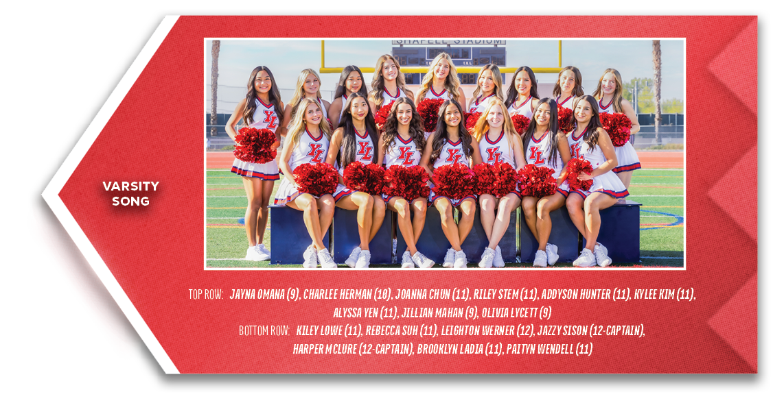 Varsity song,TOP ROW: Jayna Omana (9), Charlee Herman (10), Joanna Chun (11), Riley Stem (11), Addyson Hunter (11), K...