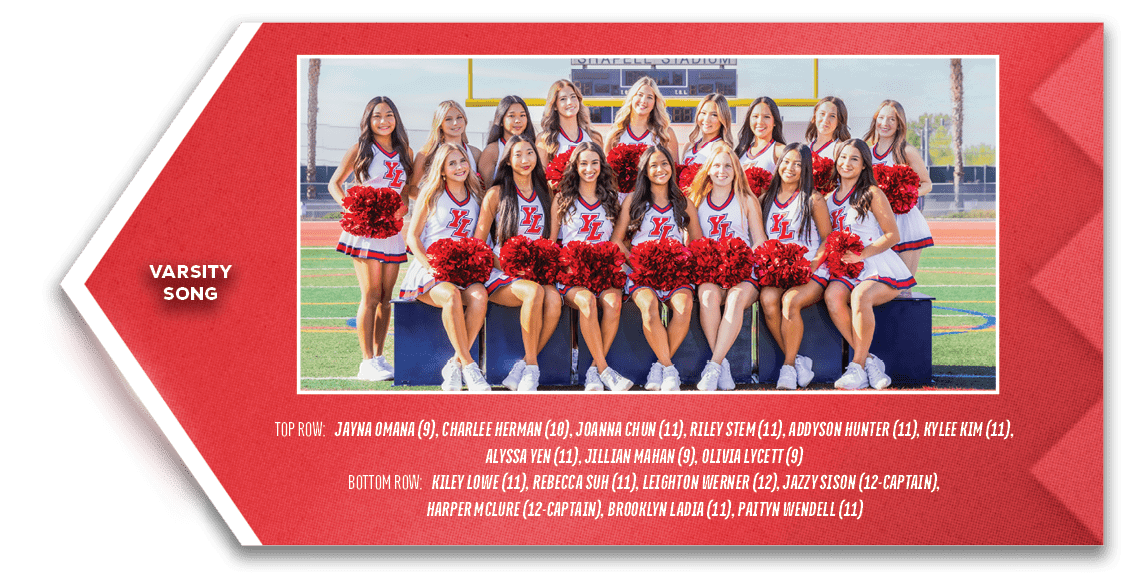 Varsity song,TOP ROW: Jayna Omana (9), Charlee Herman (10), Joanna Chun (11), Riley Stem (11), Addyson Hunter (11), K...
