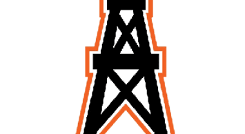 A stylized black and orange graphic resembling a tall tower or structure with an X-shaped crossbeam design. Description generated by AI