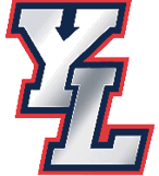 The stylized letters Y and L are shown in a bold silver gradient with a navy blue outline and a red outer border. Description generated by AI