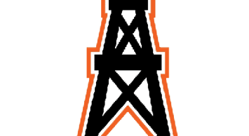 A stylized black and orange graphic resembling a tall tower or structure with an X-shaped crossbeam design. Description generated by AI