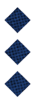 Three red diamond shapes with a textured pattern are evenly spaced on a white background. Description generated by AI