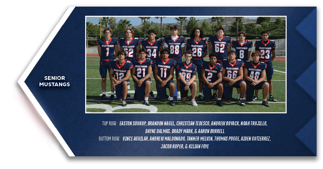 senior mustangs,TOP ROW: Easton Soukup, Brandon Nagel, Christian Tedesco, Andrew Boyack, Noah Trujillo, Dayne Dalmas,...