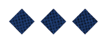 Three dark blue diamond shapes with a subtle checkered pattern are evenly spaced on a white background. Description generated by AI