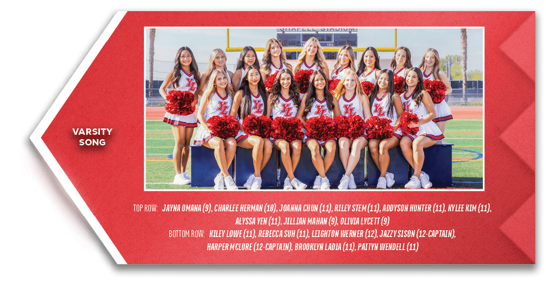 Varsity song,TOP ROW: Jayna Omana (9), Charlee Herman (10), Joanna Chun (11), Riley Stem (11), Addyson Hunter (11), K...