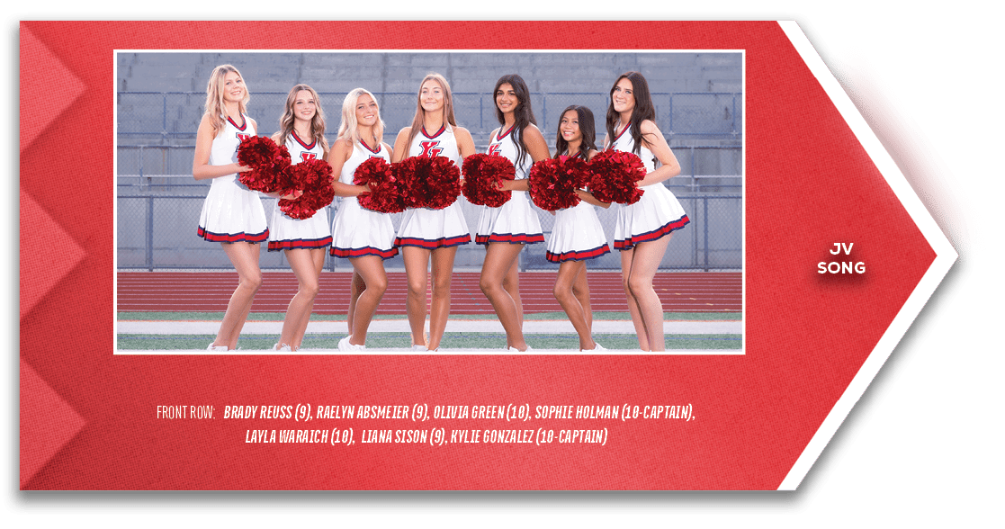jv song,front ROW: Brady Reuss (9), Raelyn Absmeier (9), Olivia Green (10), Sophie Holman (10 Captain), Layla Waraich...