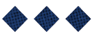 Three dark blue diamond shapes with a subtle checkered pattern are evenly spaced on a white background. Description generated by AI