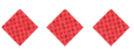 Three dark blue diamond shapes with a subtle grid pattern are evenly spaced on a white background. Description generated by AI