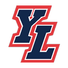 The stylized letters Y and L are displayed in dark blue with white and red outlines on a black background. Description generated by AI