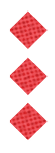 Three red diamond shapes arranged vertically on a white background. Description generated by AI