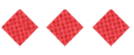 Three dark blue diamond shapes with a subtle grid pattern are evenly spaced on a white background. Description generated by AI